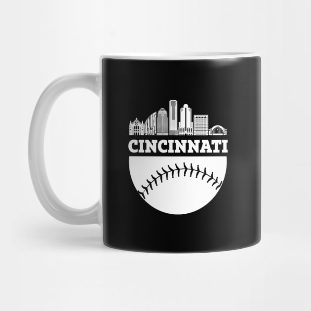 Cincinnati OH Baseball Skyline  Vintage Retro print by Bluebird Moon